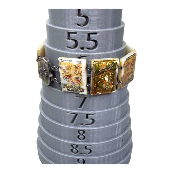 Sterling Silver & Mother of Pearl Hand Painted Panel Bracelet Birds Storyteller - Picture 8 of 16